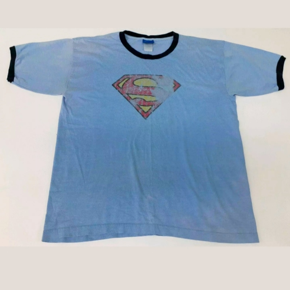 Vintage Superman Mens Blue T Shirt Size Large